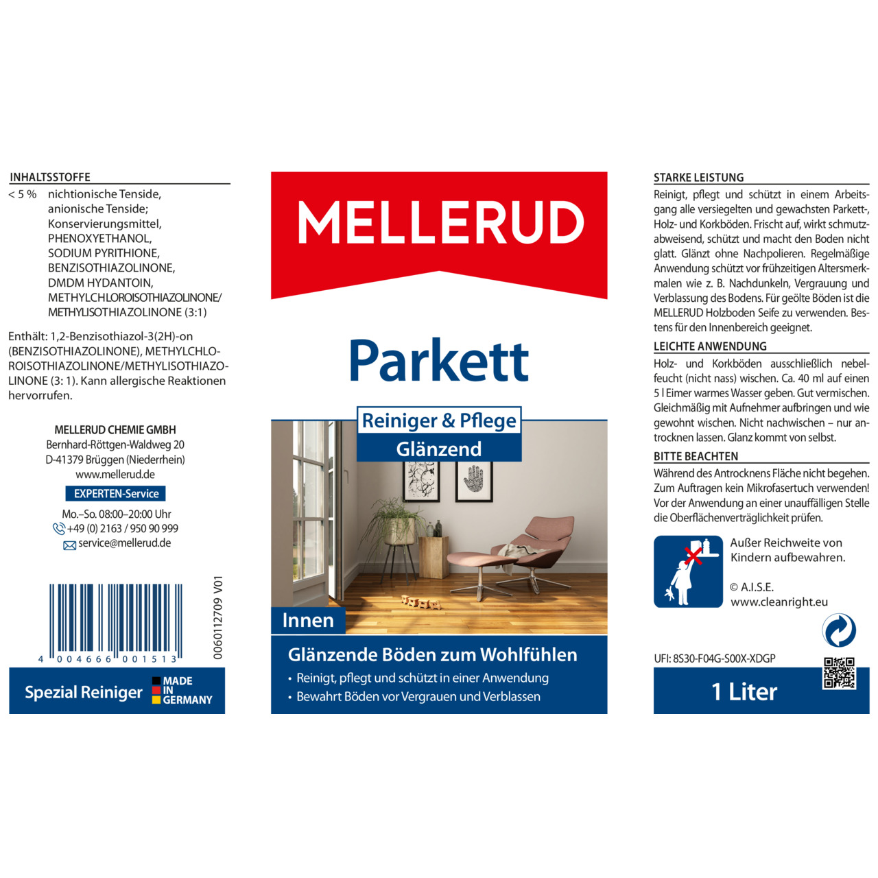 Parkett Reiniger & Pflege Glänzend 1,0 l