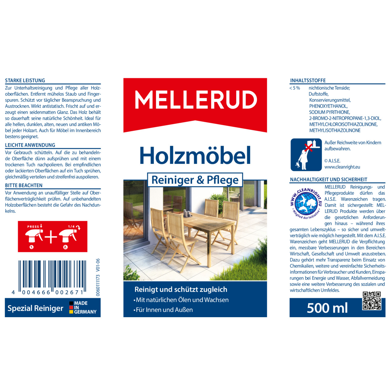 Holzmöbel Reiniger & Pflege 0,5 l