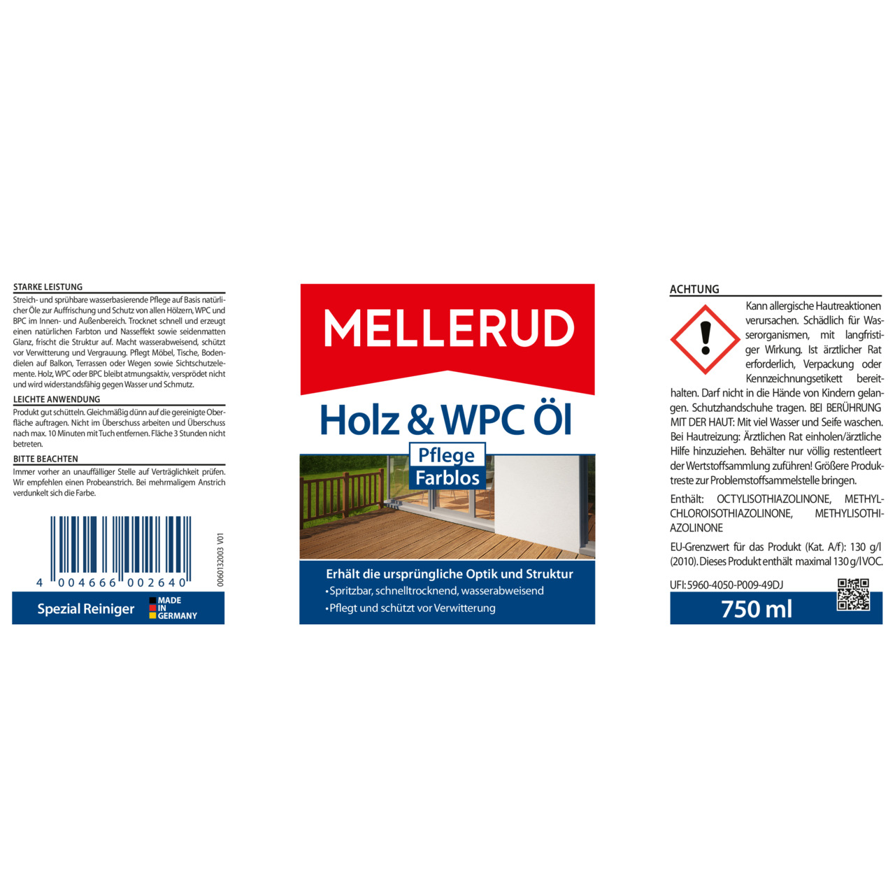 Holz & WPC Öl Pflege Farblos 0,75 l