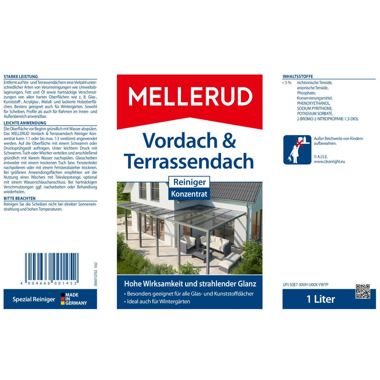 Vordach & Terrassendach Reiniger Konzentrat 1,0 l