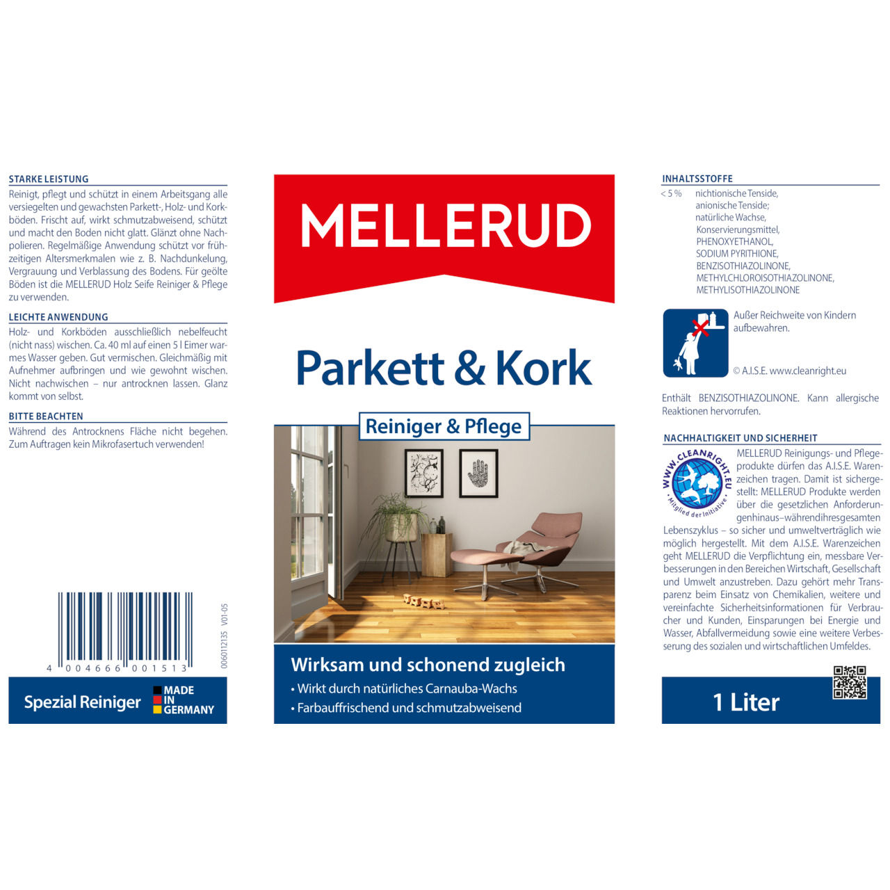 Parkett & Kork Reiniger & Pflege 1,0 l