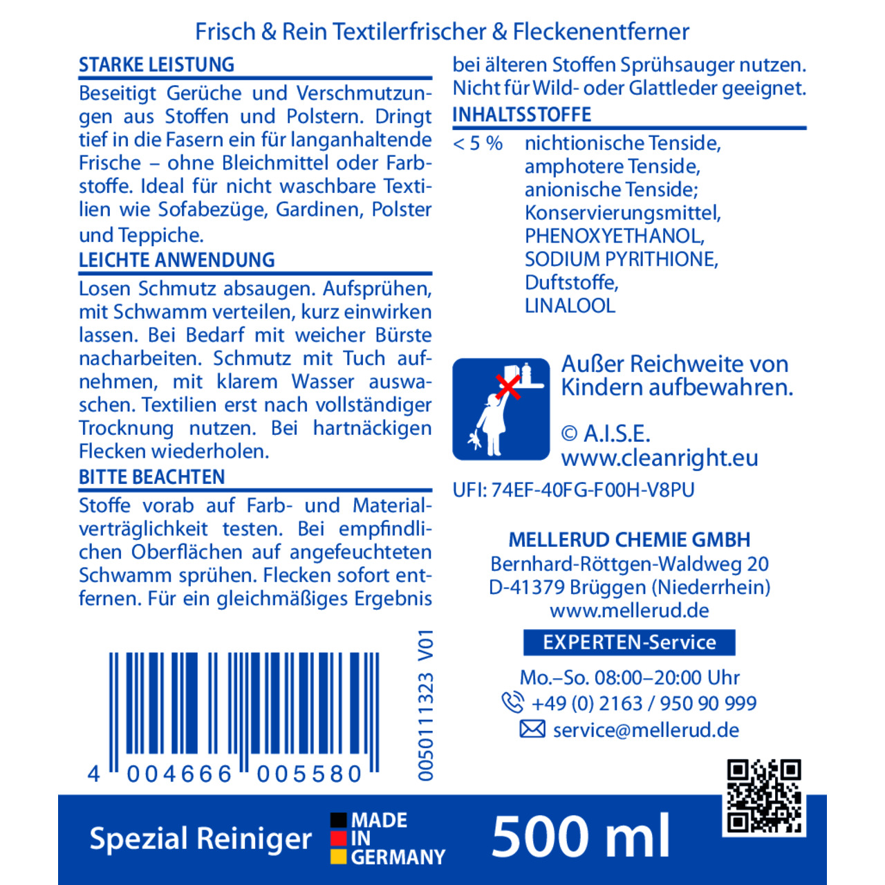 Frisch & Rein Textilerfrischer Fleckenentferner 0,5 l