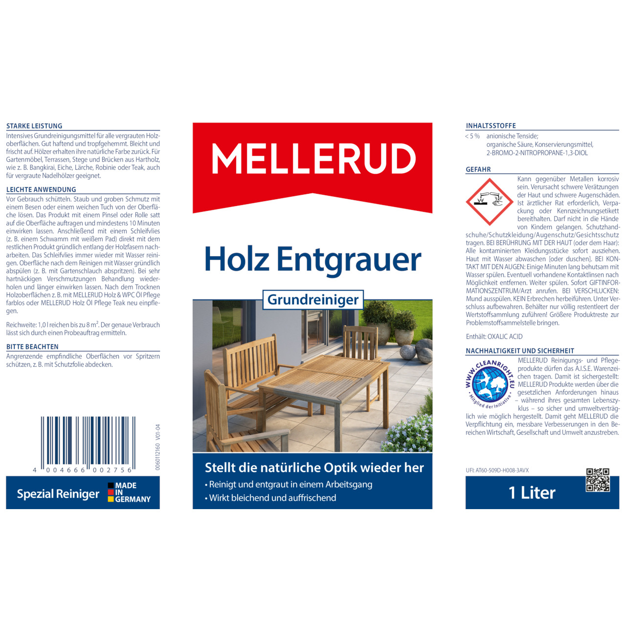 Holz Entgrauer Grundreiniger 1,0 l