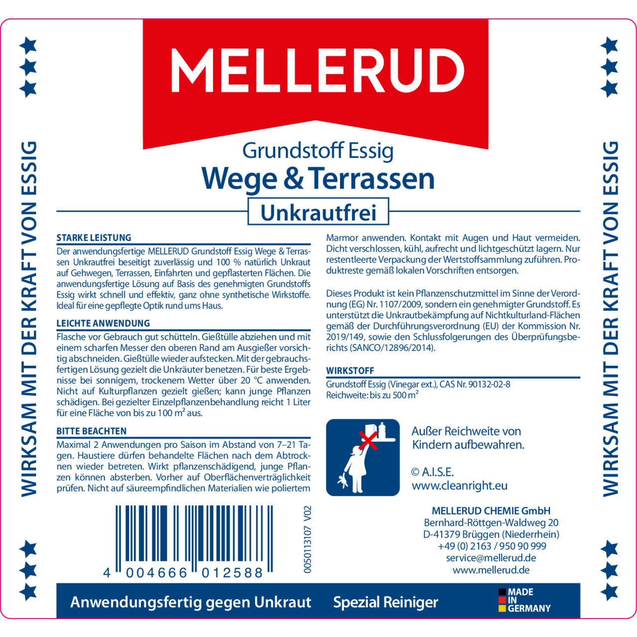 Grundstoff Essig Wege & Terrassen Unkrautfrei 5,0 l