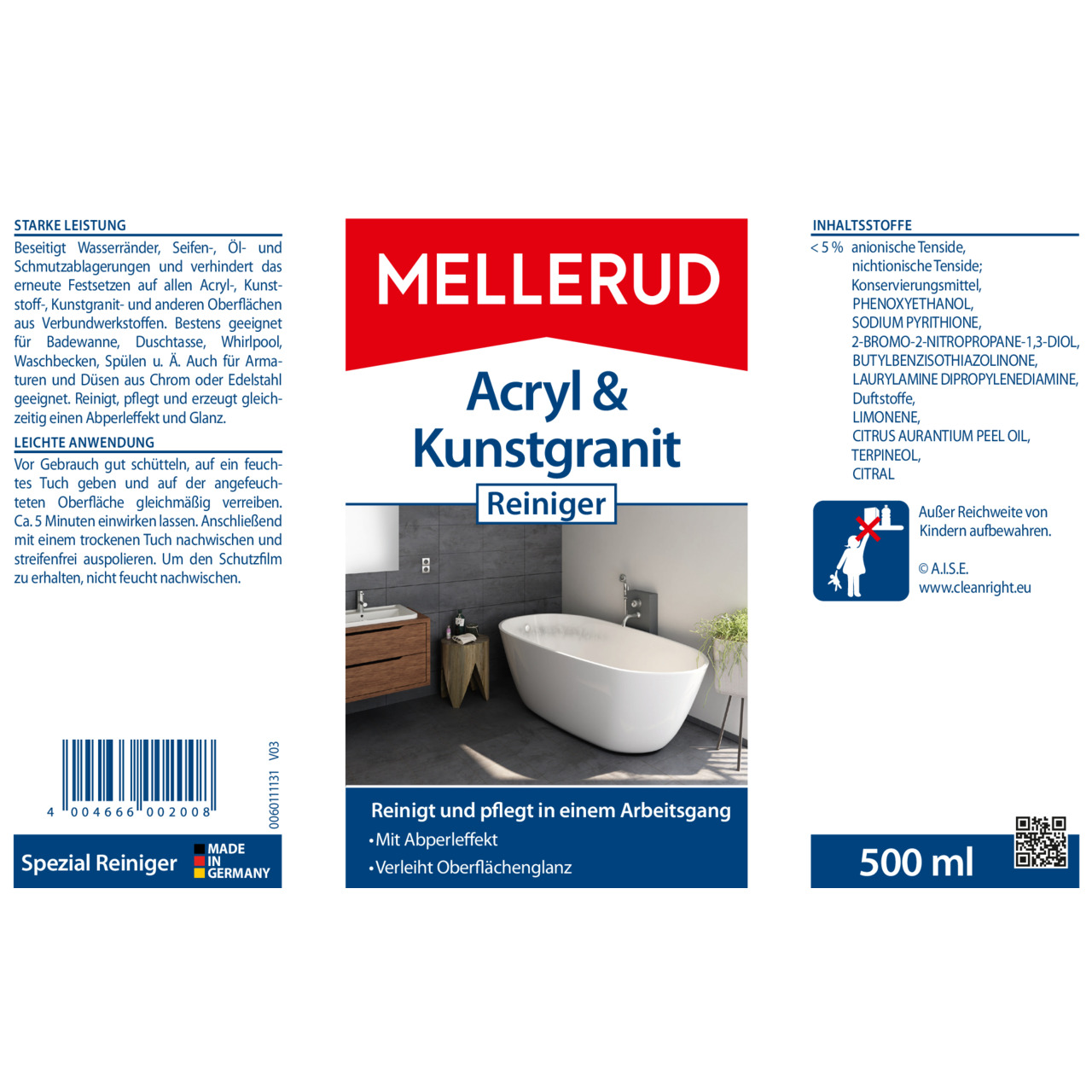 Acryl & Kunstgranit Reiniger 0,5 l