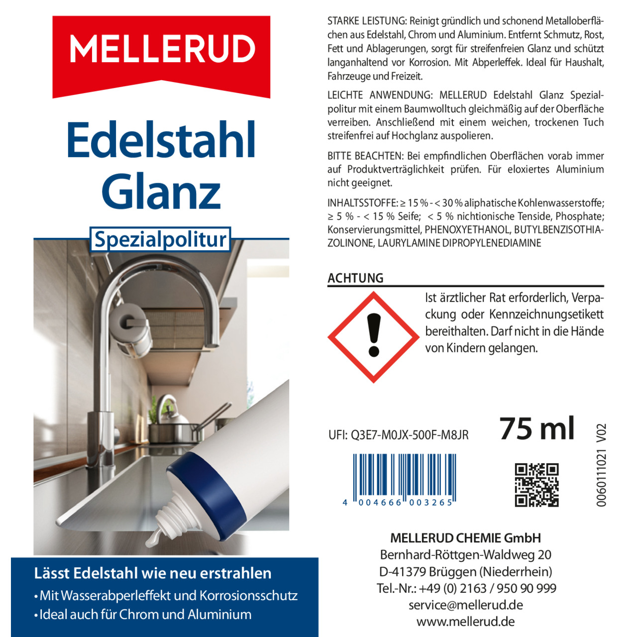 Edelstahl Glanz Spezialpolitur 75 ml