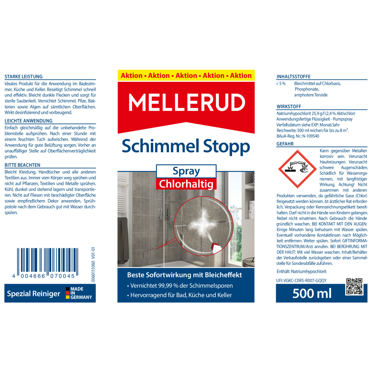 Schimmel Stopp Spray Chlorhaltig 0,5 l