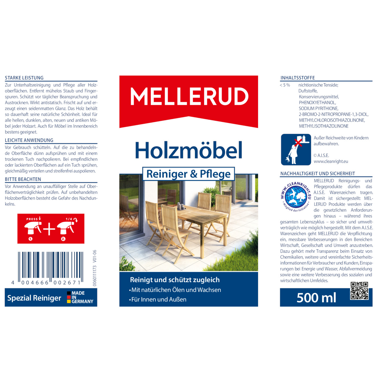 Holzmöbel Reiniger & Pflege 0,5 l