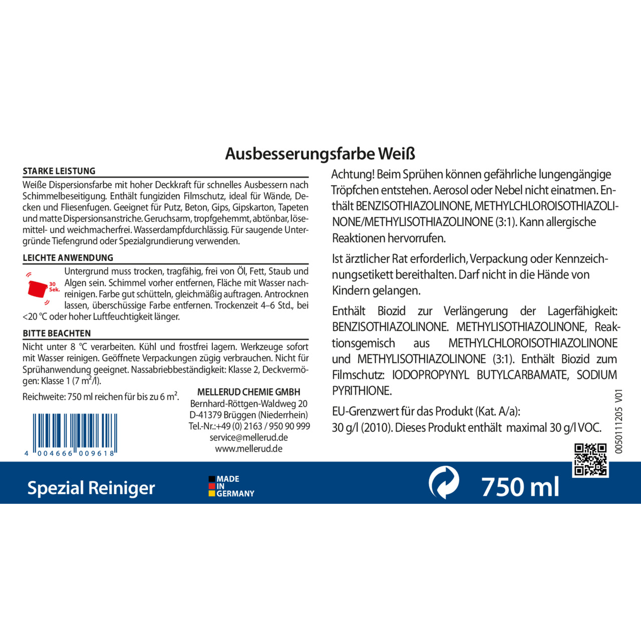 Ausbesserungsfarbe Weiß 0,75 l