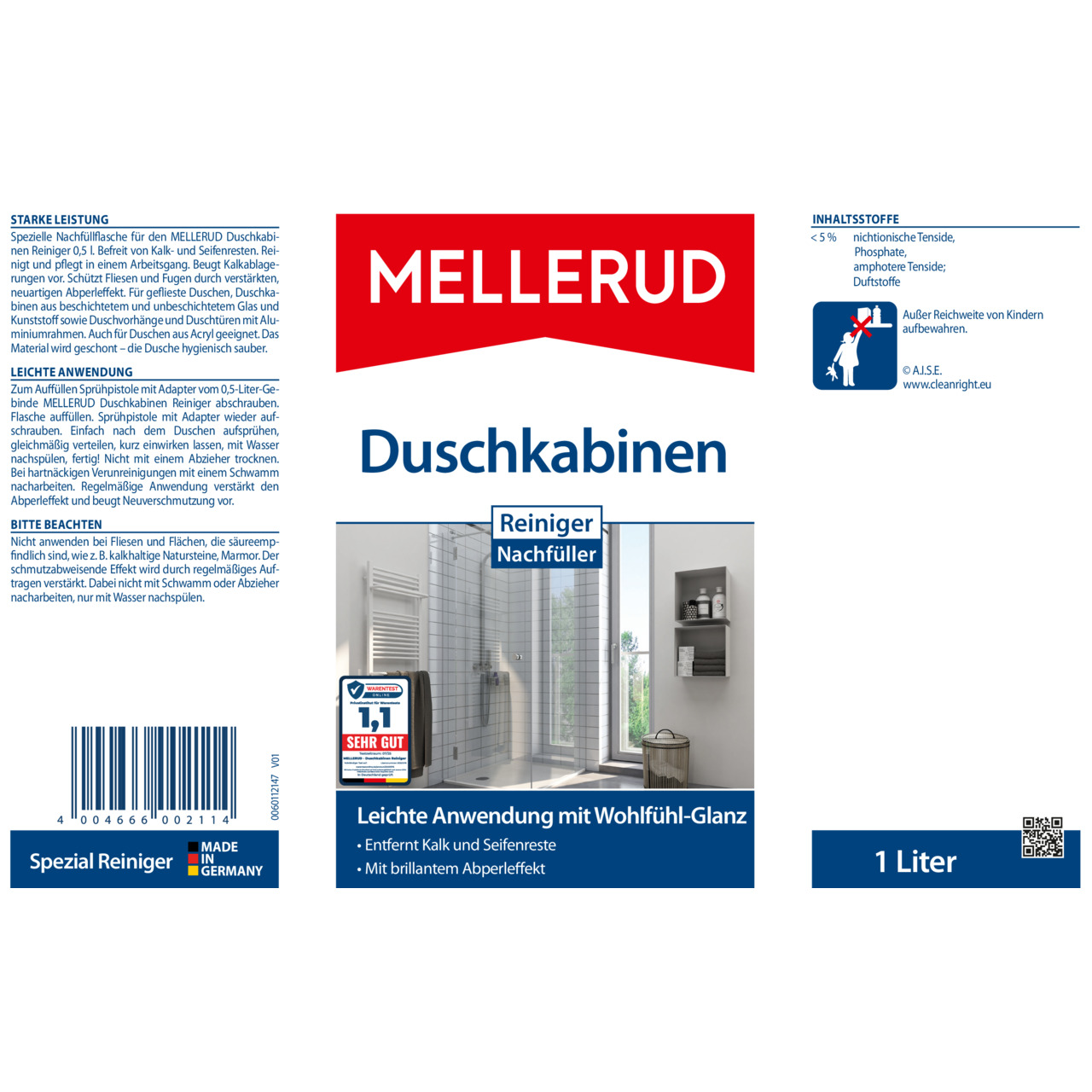 Duschkabinen Reiniger Nachfüller 1,0 l