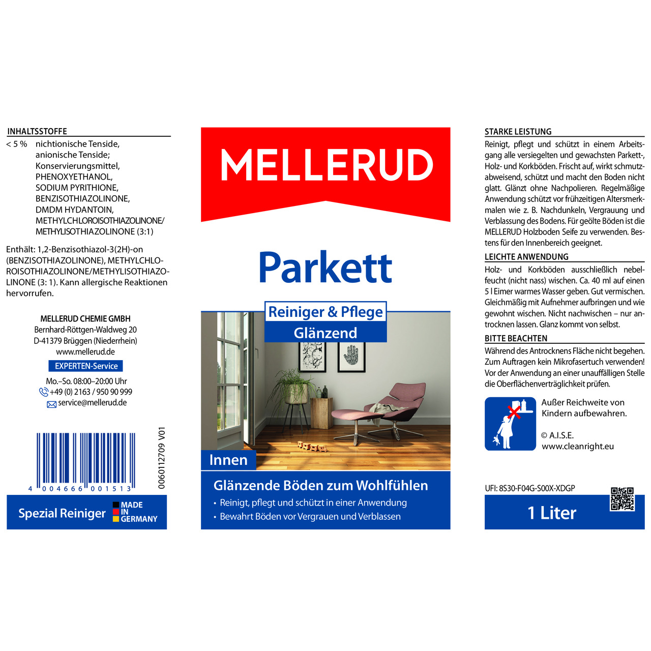 Parkett Reiniger & Pflege Glänzend 1,0 l