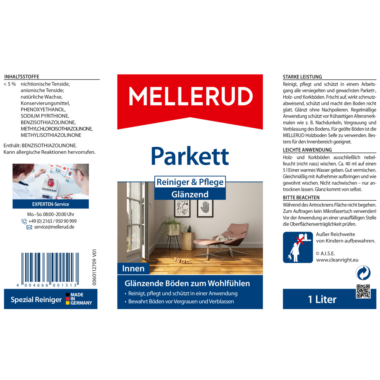 Parkett Reiniger & Pflege Glänzend 1,0 l