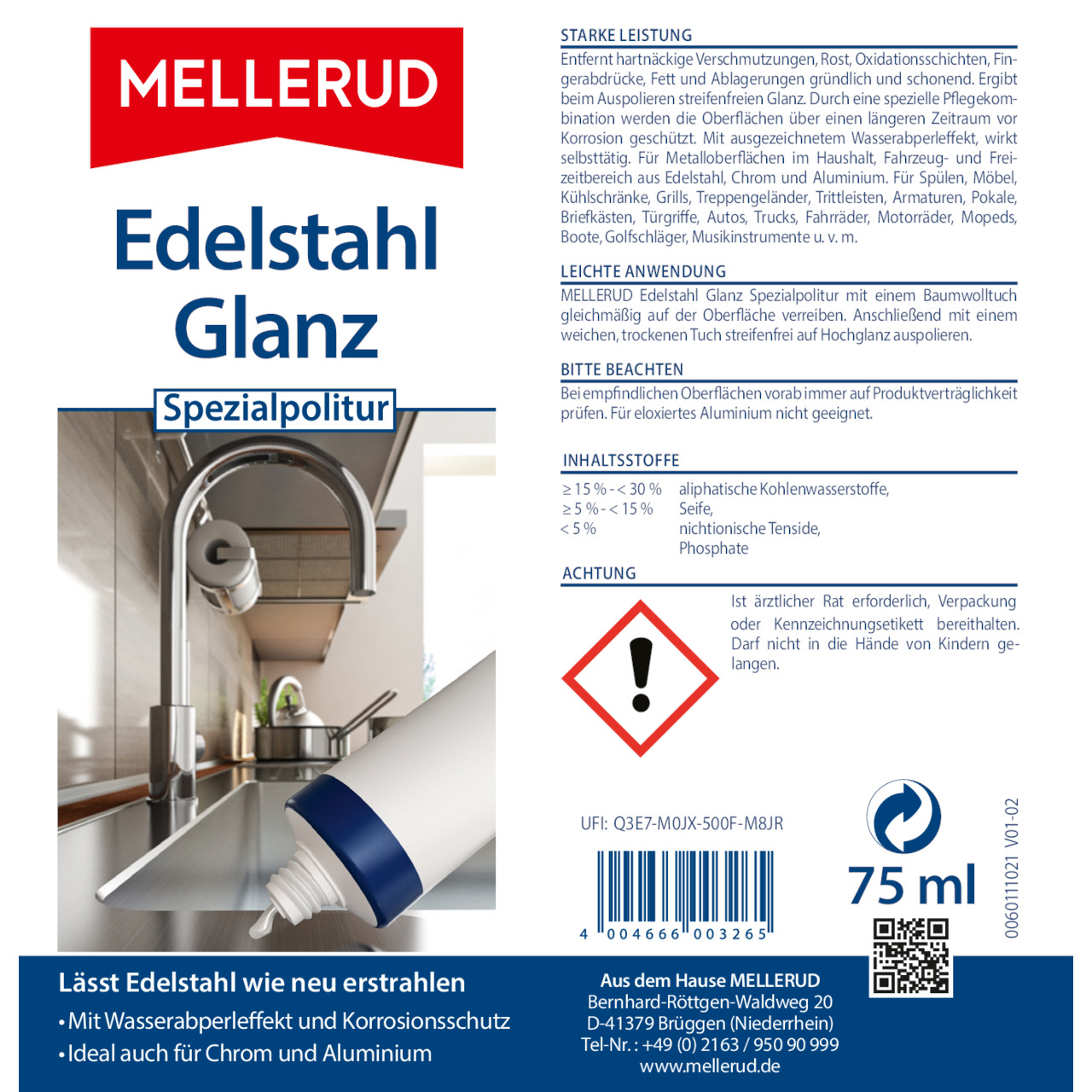Edelstahl Glanz Spezialpolitur 75 ml