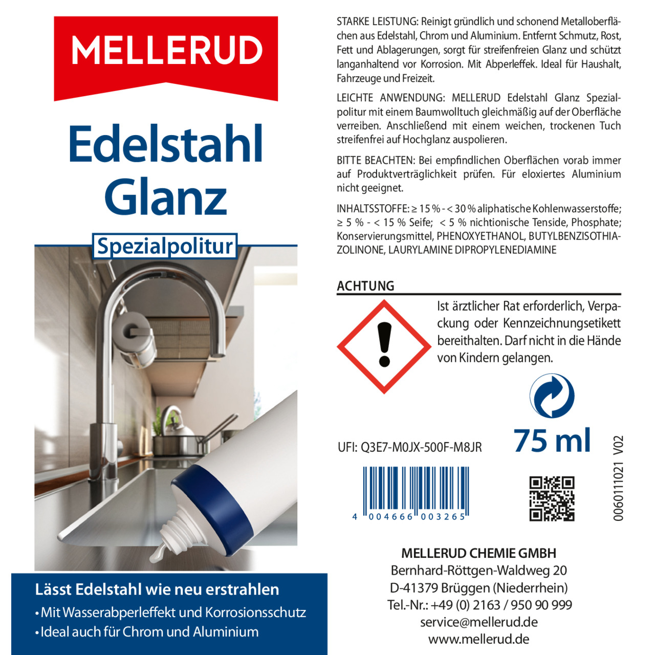 Edelstahl Glanz Spezialpolitur 75 ml