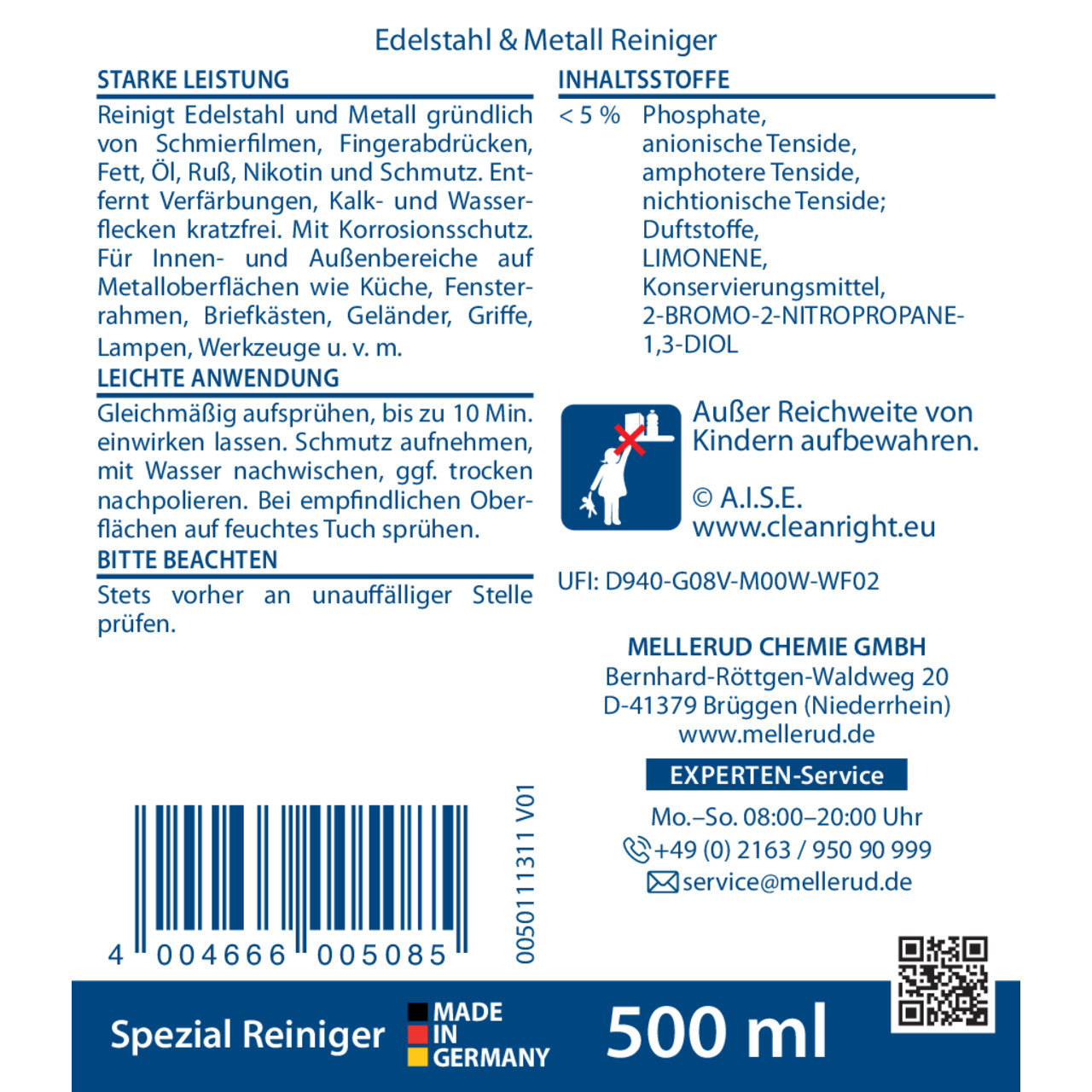 Edelstahl & Metall Reiniger 0,5 l