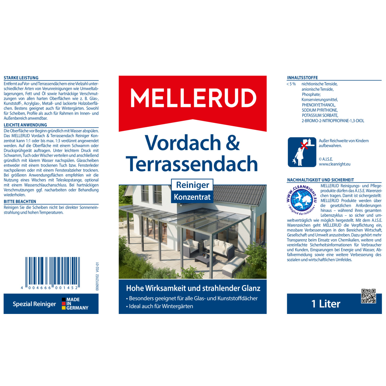 Vordach & Terrassendach Reiniger Konzentrat 1,0 l