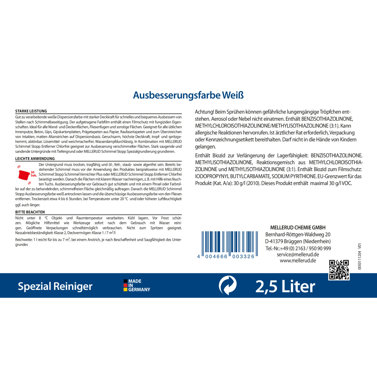 Ausbesserungsfarbe Weiß 2,5 l